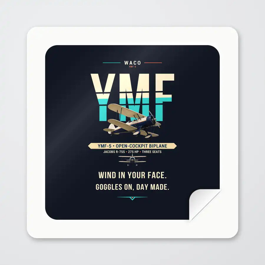 Waco YMF-5 - Original - Square Sticker - Peel