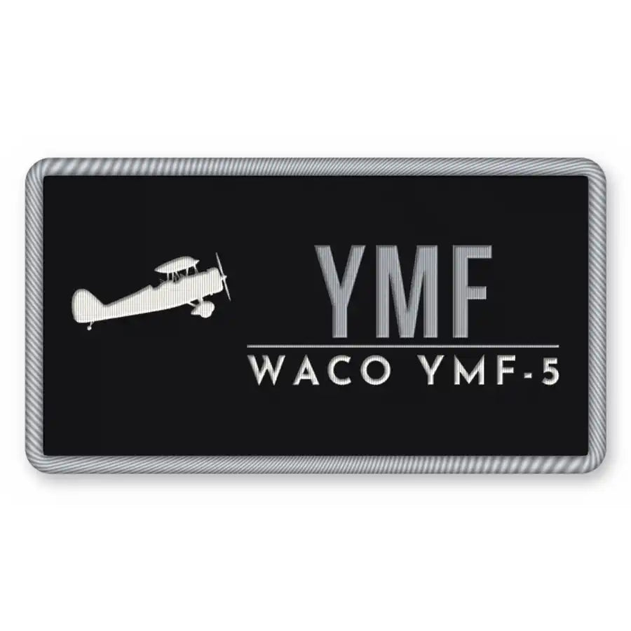 Waco YMF-5 Patches - Rectangle - Black Silver