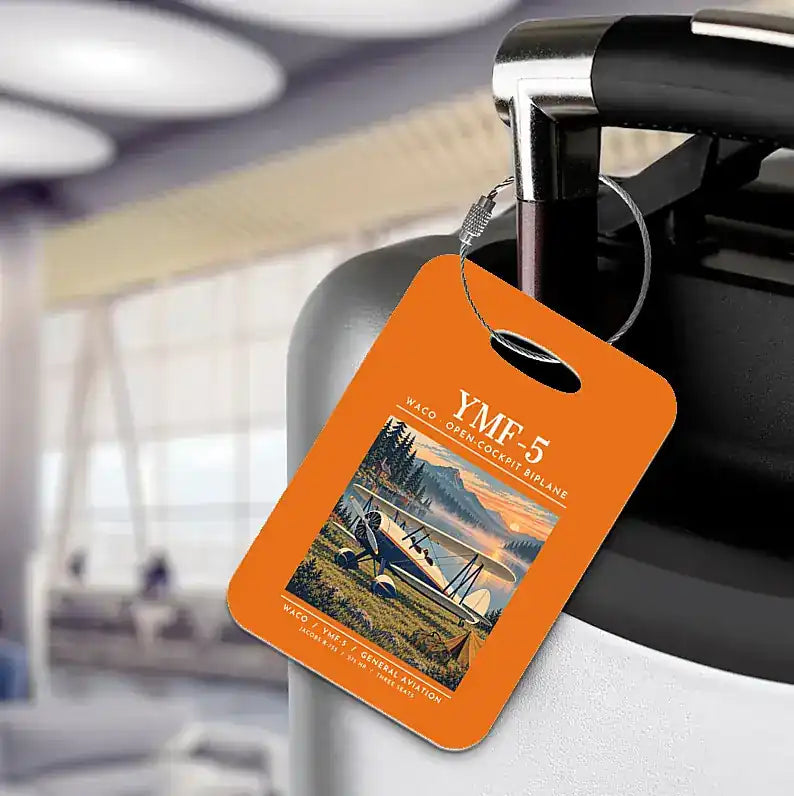 Waco YMF-5 - Poster - Luggage Tag - Orange