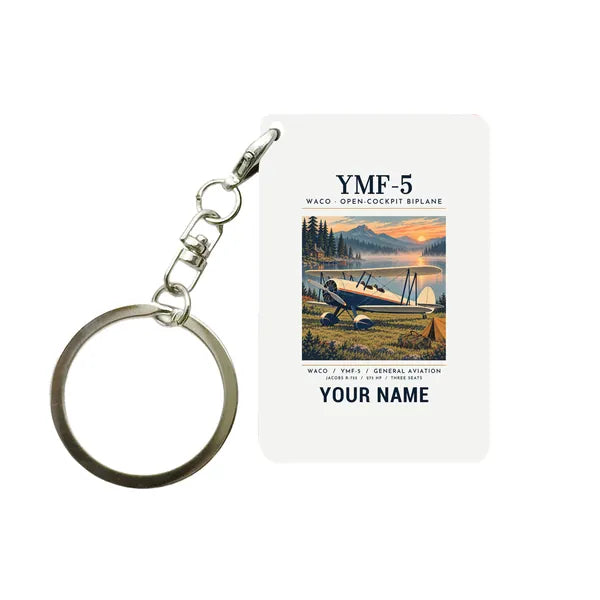 Waco YMF-5 - Poster + Name - Key Chain - White