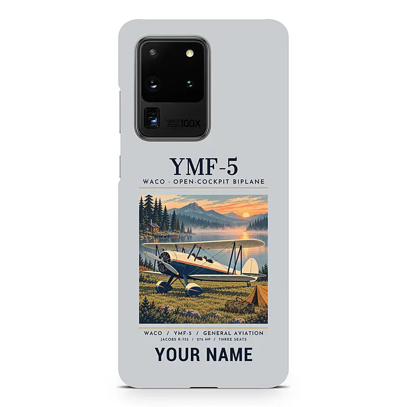 Waco YMF-5 - Poster + Name - Samsung Case - Light Gray