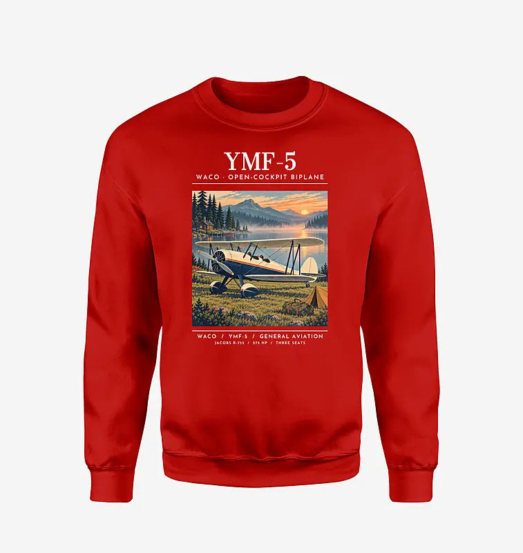 Waco YMF-5 - Poster - Sweatshirt - Red
