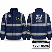 Thumbnail for Waco YMF-5 Reflective Winter Jackets - Cartoon + Name - Navy Blue