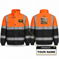 Thumbnail for Waco YMF-5 Reflective Winter Jackets - Poster + Name - Orange & Navy