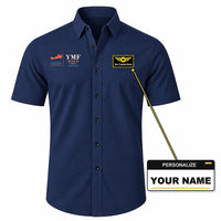 Thumbnail for Waco YMF-5 - Short Sleeve Shirt - Poster - Dark Blue + NAME