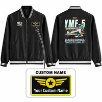 Thumbnail for Waco YMF-5 Stylish Jackets - Baseball Collar - Cartoon + Name - Black