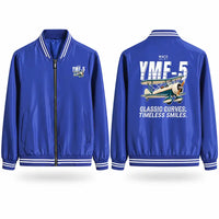 Thumbnail for Waco YMF-5 Stylish Jackets - Baseball Collar - Cartoon - Royal Blue