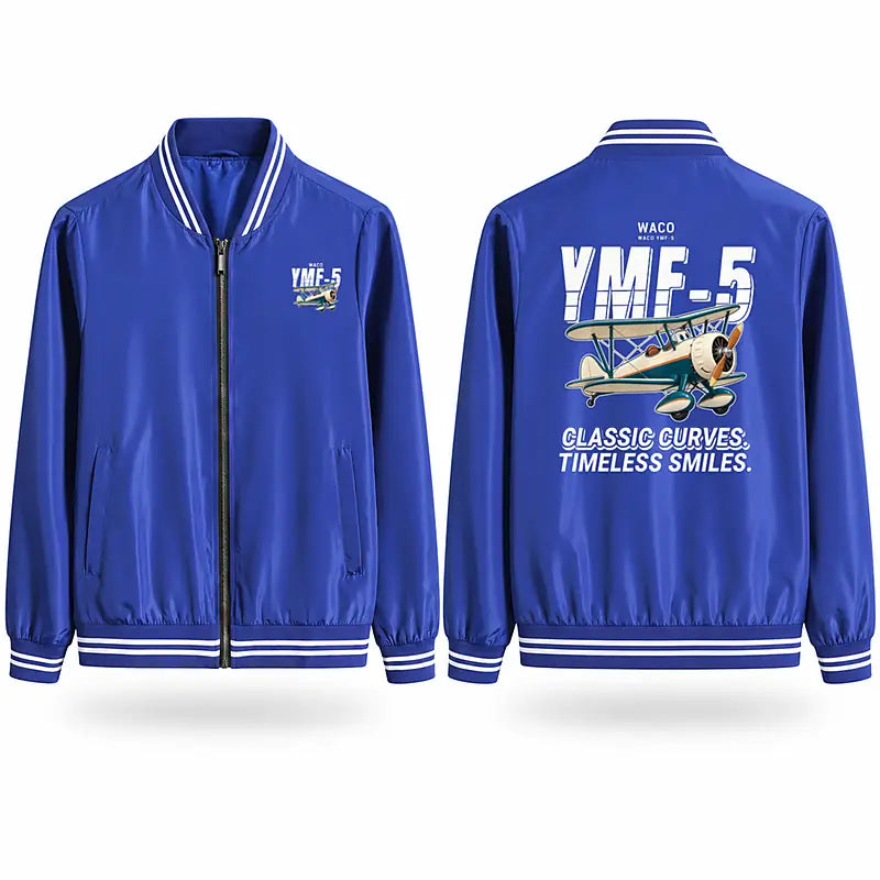 Waco YMF-5 Stylish Jackets - Baseball Collar - Cartoon - Royal Blue
