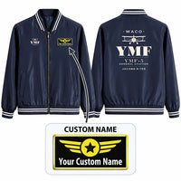 Thumbnail for Waco YMF-5 Stylish Jackets - Baseball Collar - Heritage + Name - Navy Blue