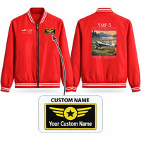 Thumbnail for Waco YMF-5 Stylish Jackets - Baseball Collar - Poster + Name - Red