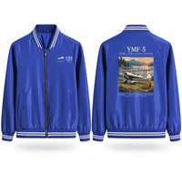 Thumbnail for Waco YMF-5 Stylish Jackets - Baseball Collar - Poster - Royal Blue