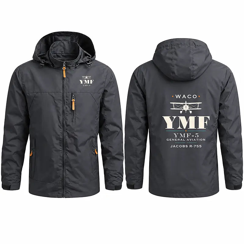Waco YMF-5 Stylish Jackets - Hooded Windbreaker - Heritage - Charcoal