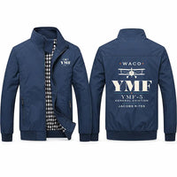 Thumbnail for Waco YMF-5 Stylish Jackets - Stand Collar - Heritage - Navy Blue
