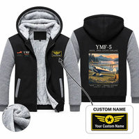 Thumbnail for Waco YMF-5 Zipped Sweatshirts - Poster + Name - Black & Gray