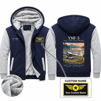 Thumbnail for Waco YMF-5 Zipped Sweatshirts - Poster + Name - Navy & Gray