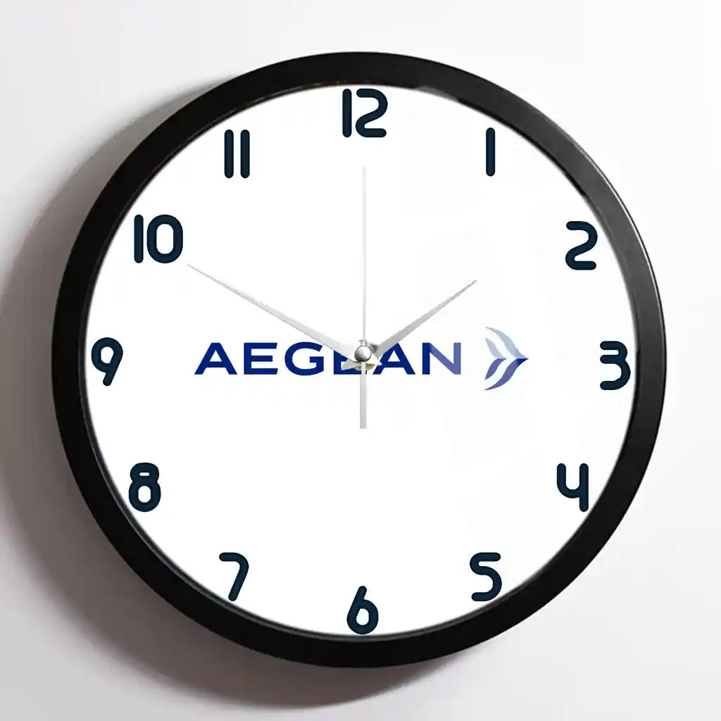 Aegean Airlines design on white framed wall clock
