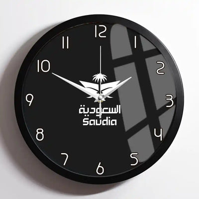 Saudi Arabian Airlines design on black framed wall clock
