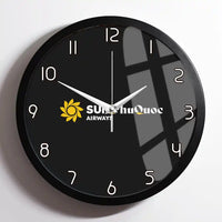 Thumbnail for Sun Phu Quoc Airways design on black framed wall clock