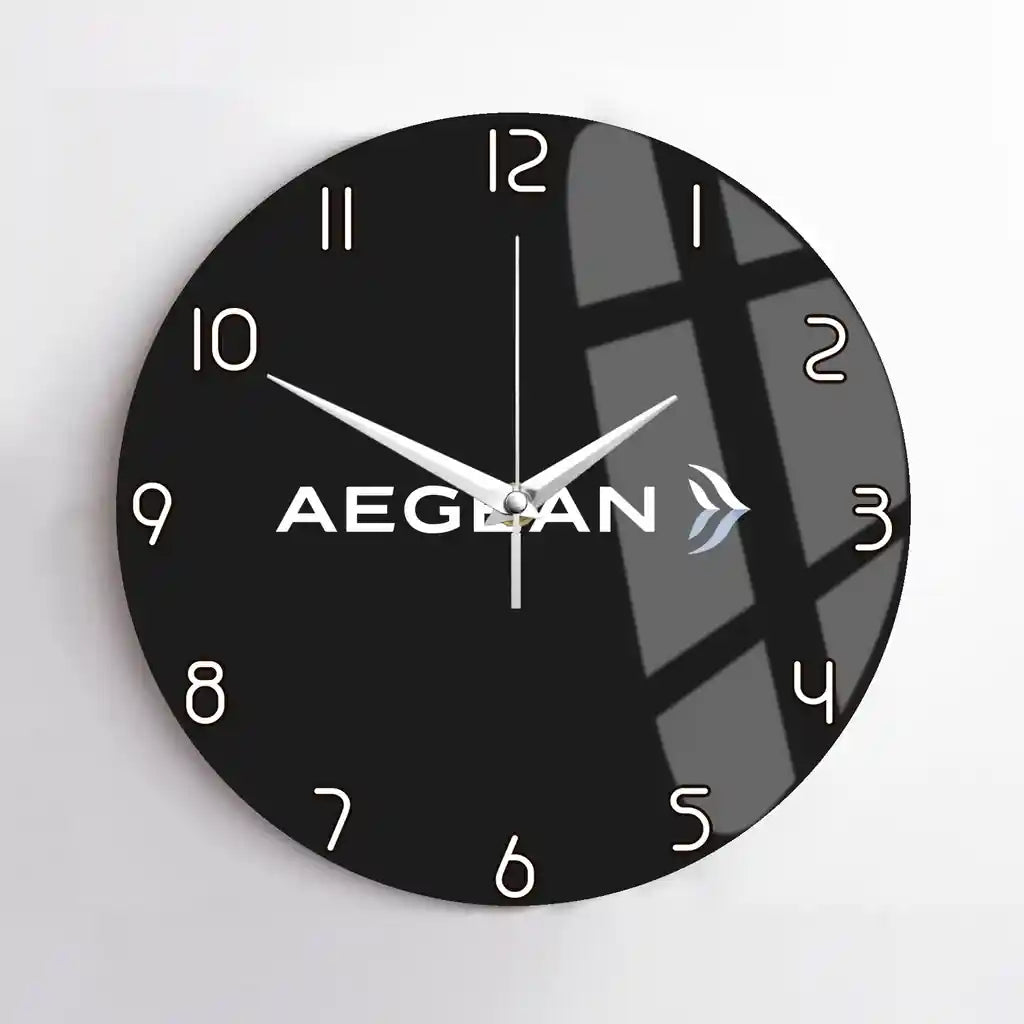 Aegean Airlines design on black no frame wall clock