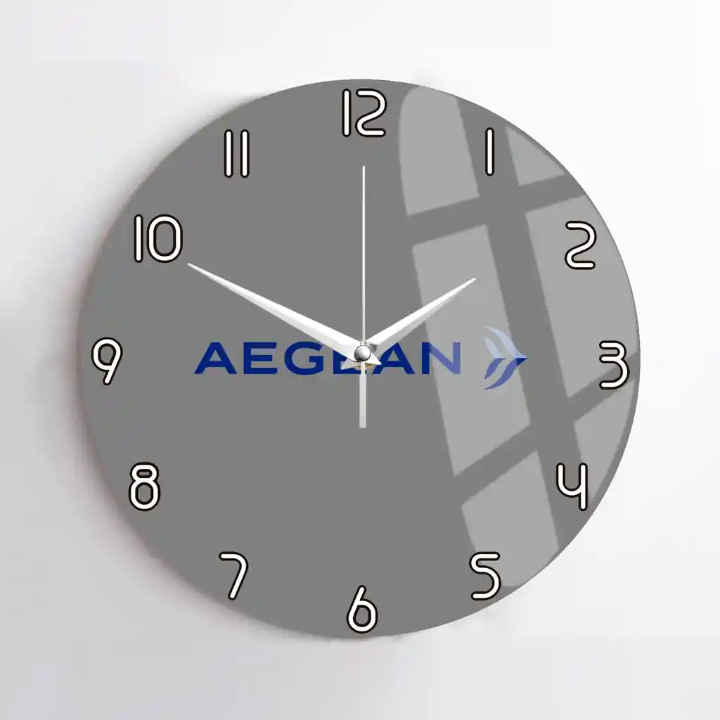 Aegean Airlines design on gray no frame wall clock