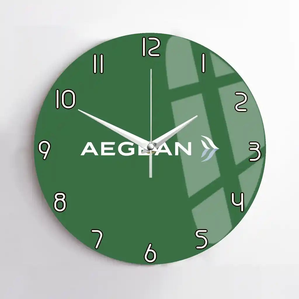 Aegean Airlines design on green no frame wall clock