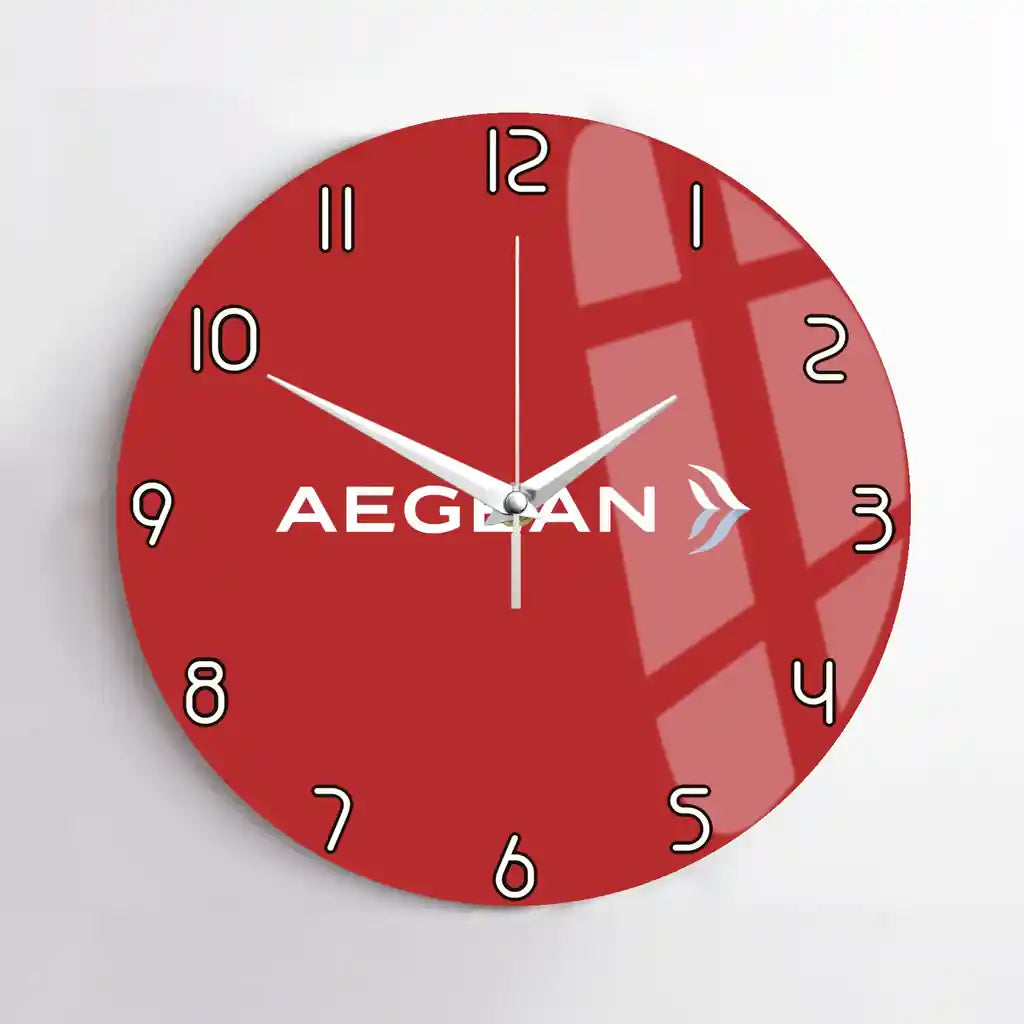 Aegean Airlines design on red no frame wall clock