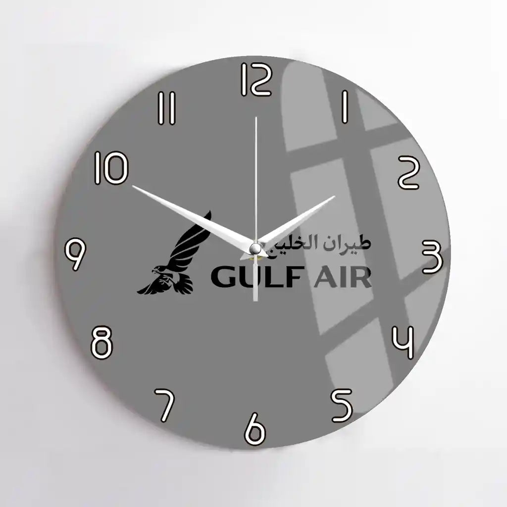 Gulf Air design on gray no frame wall clock