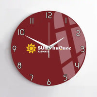 Thumbnail for Sun Phu Quoc Airways design on dark red no frame wall clock
