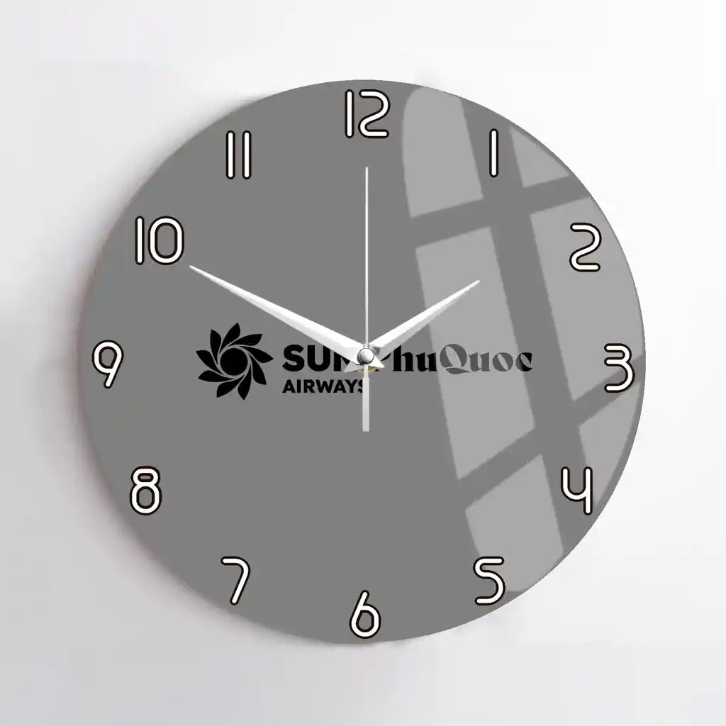 Sun Phu Quoc Airways design on gray no frame wall clock