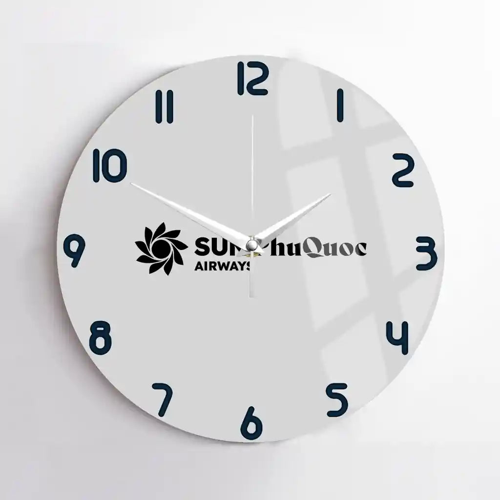 Sun Phu Quoc Airways design on light gray no frame wall clock