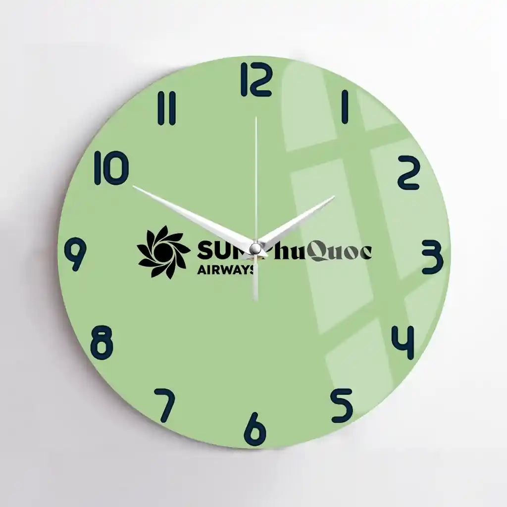Sun Phu Quoc Airways design on light green no frame wall clock
