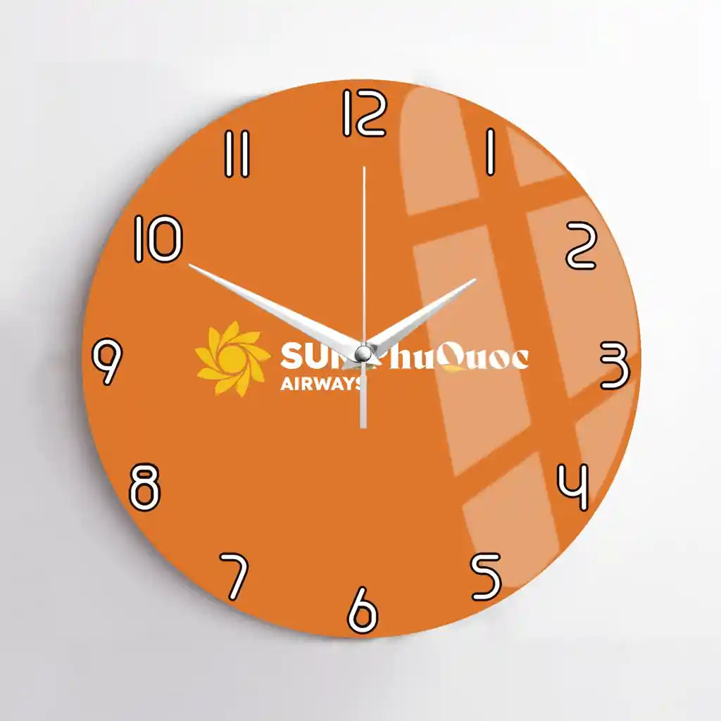 Sun Phu Quoc Airways design on orange no frame wall clock