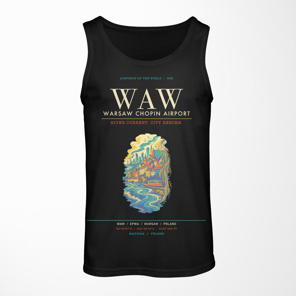 Warsaw Chopin Airport WAW Tank Top - Black