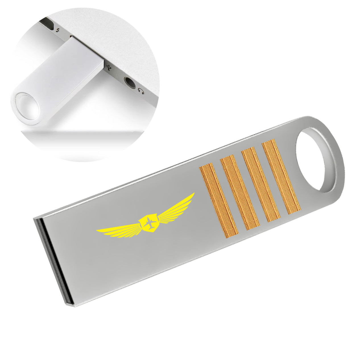 Badge & Golden Epaulettes (4,3,2 Lines) Designed Waterproof USB Devices