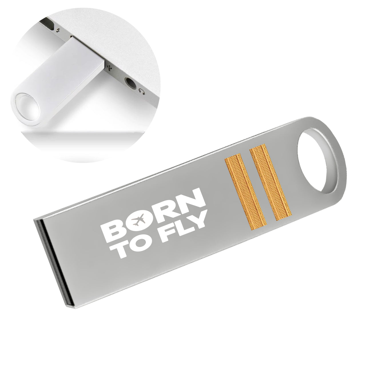 Born to Fly & Pilot Epaulettes (4,3,2 Lines) Designed Waterproof USB Devices