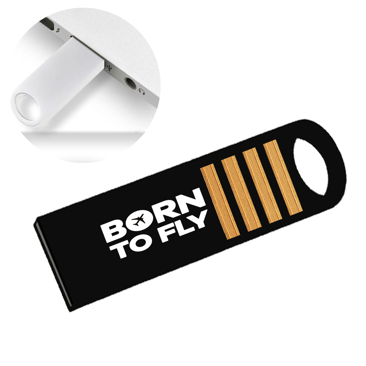 Born to Fly & Pilot Epaulettes (4,3,2 Lines) Designed Waterproof USB Devices