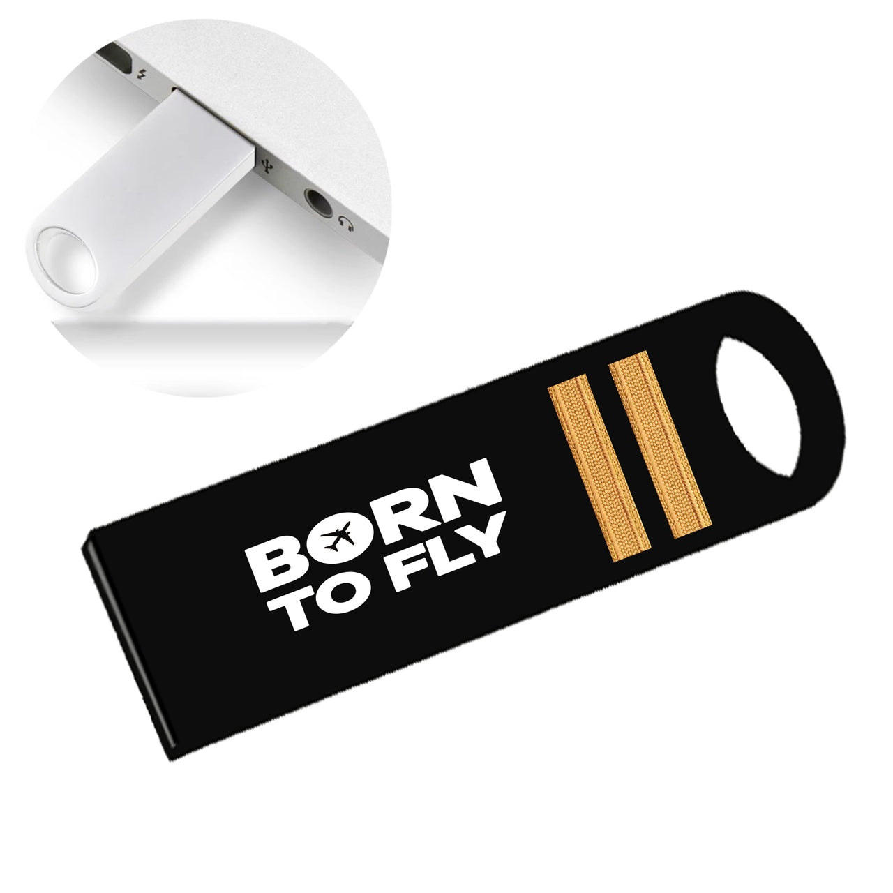 Born to Fly & Pilot Epaulettes (4,3,2 Lines) Designed Waterproof USB Devices