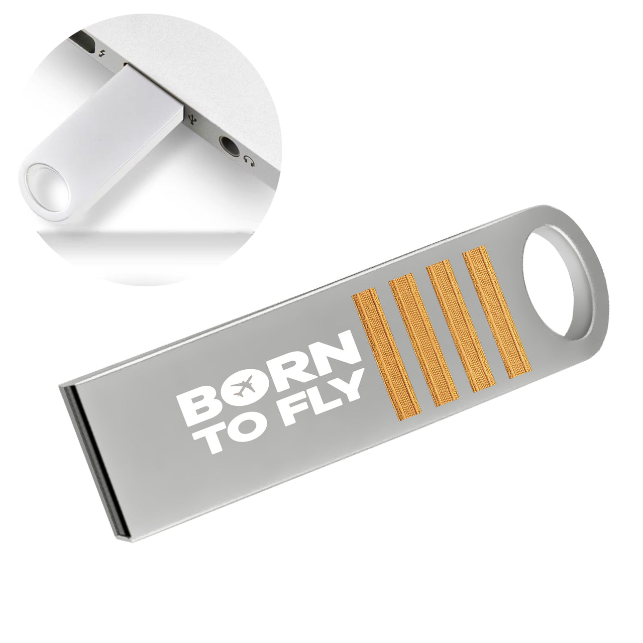 Born to Fly & Pilot Epaulettes (4,3,2 Lines) Designed Waterproof USB Devices