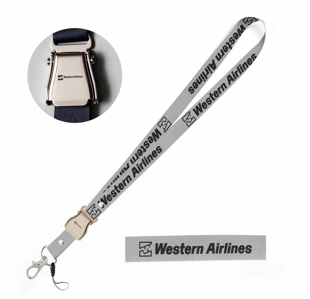Western Airlines seat belt lanyard - light gray