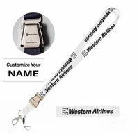Thumbnail for Western Airlines seat belt lanyard - white with name