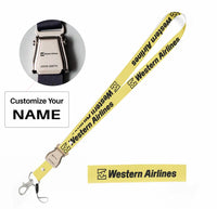 Thumbnail for Western Airlines seat belt lanyard - yellow with name
