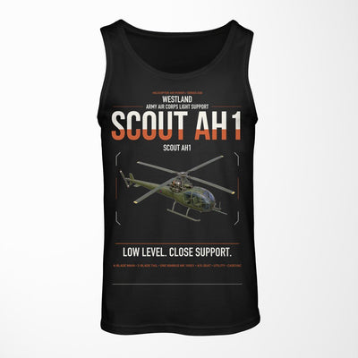 Westland Scout AH1 design on black tank top