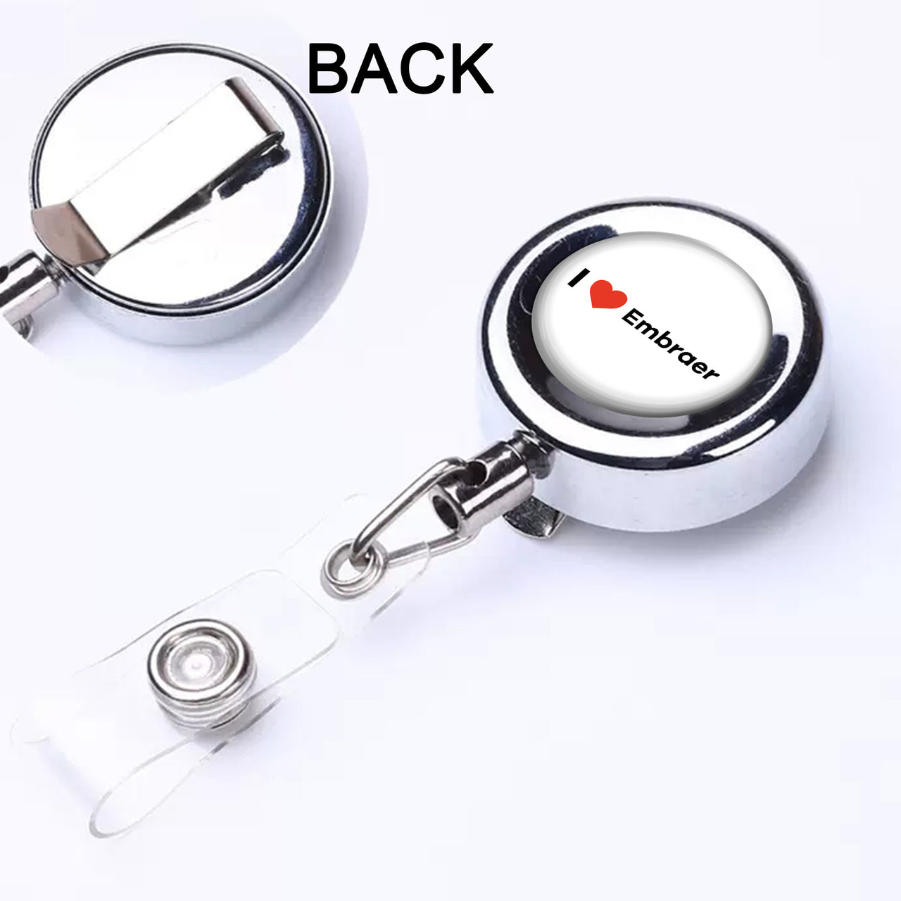 I Love Embraer Designed Retractable ID Card Badge