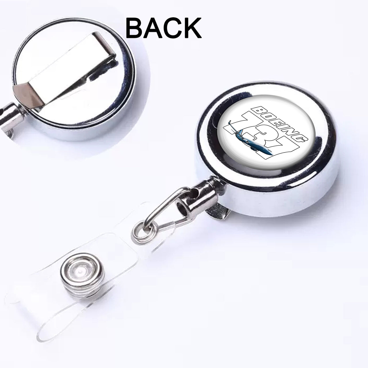 Super Boeing 737+Text Designed Retractable ID Card Badge