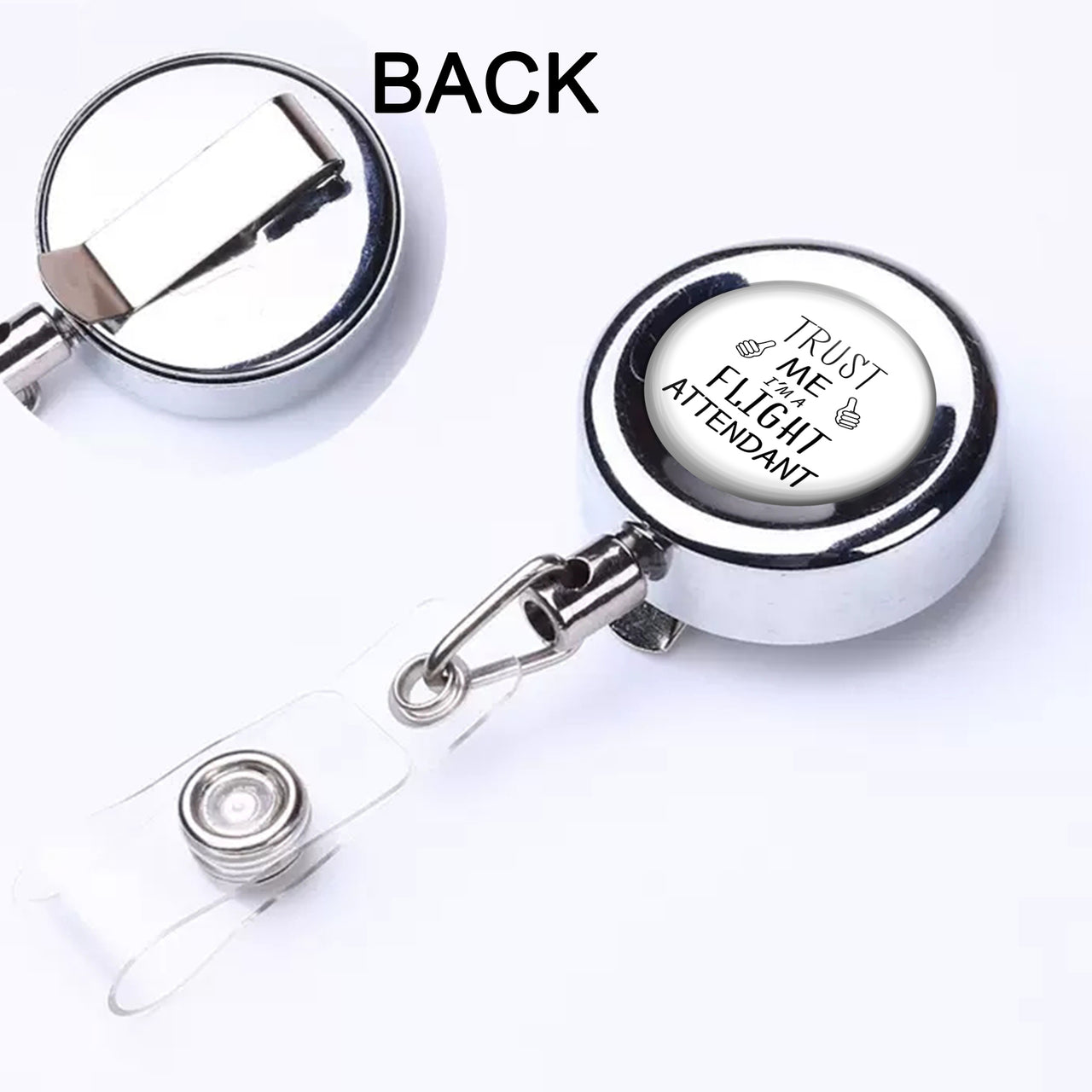 Trust Me I'm a Flight Attendant Designed Retractable ID Card Badge