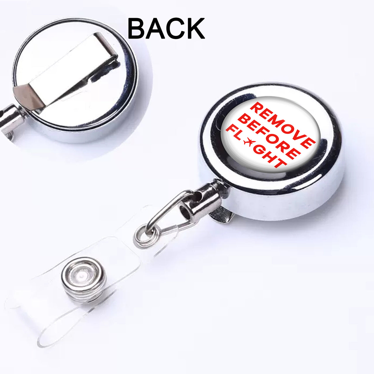 Remove Before Flight Designed Retractable ID Card Badge