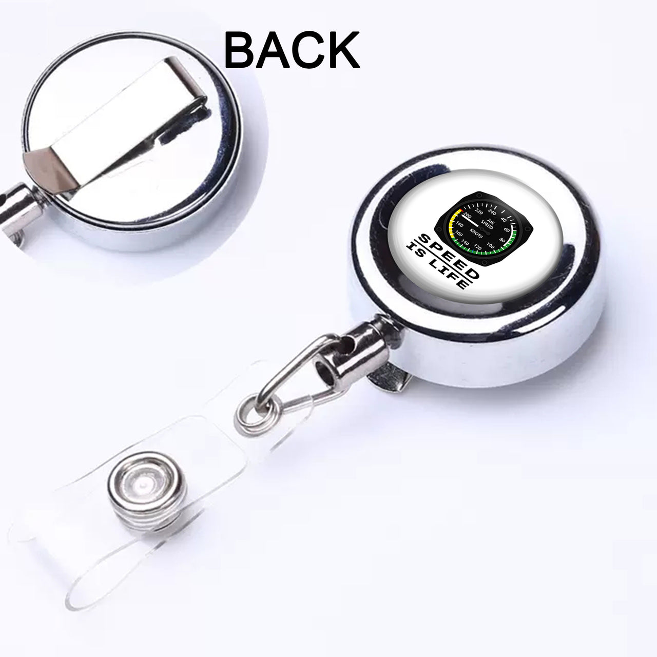 Speed Is Life Designed Retractable ID Card Badge