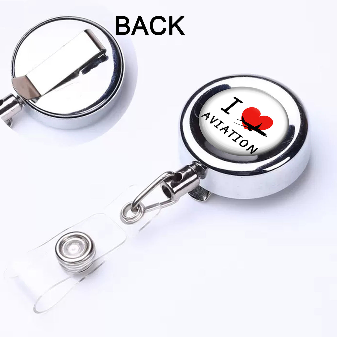 I Love Aviation Designed Retractable ID Card Badge