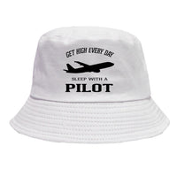 Thumbnail for Get High Every Day Sleep With A Pilot summer hat - white