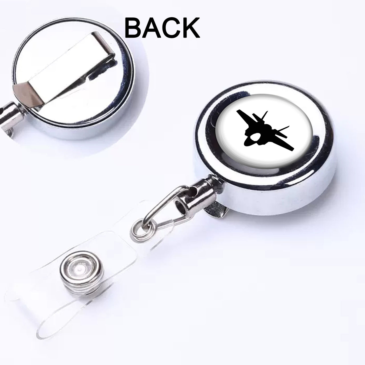 Fighter Jet 35 Silhouette Designed Retractable ID Card Badge